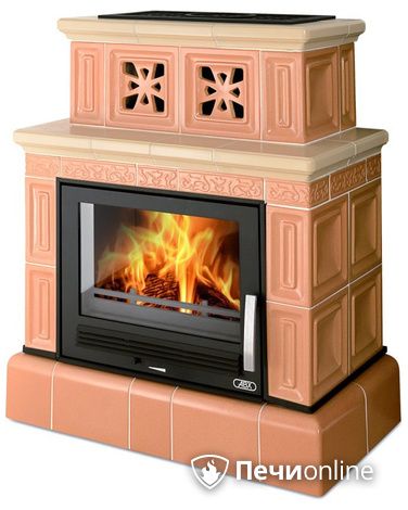 Печь-камин ABX Valencie, кафельный цоколь, сиена/натур в Сыктывкаре